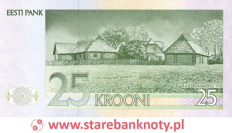 widok banknotu 25 koron estońskich rewers