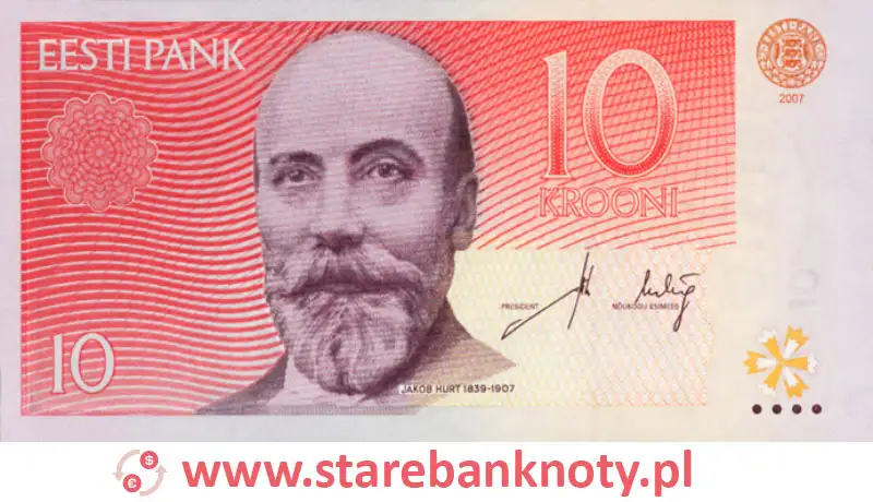 widok banknotu 10 koron estońskich awers