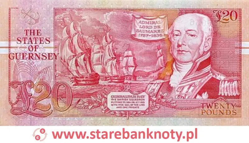 widok banknotu 20 funtów awers seria : 1995 rok