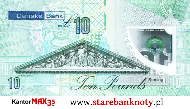 widok banknotu Tył 10 funtów północnoirlandzkich - Danske Bank