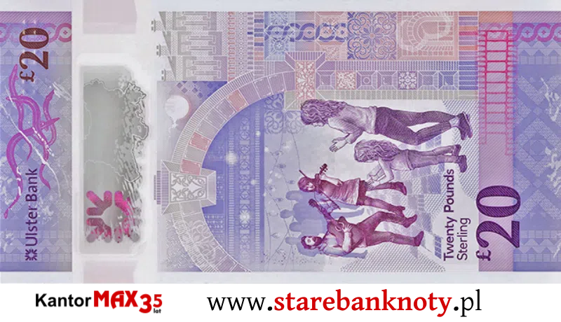 widok banknotu Tył 20 funtów północnoirlandzkich - Ulster Bank