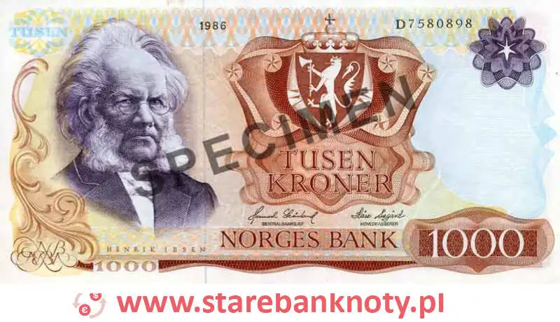 widok banknotu <b>1000 koron norweskich awers</b><br/>
