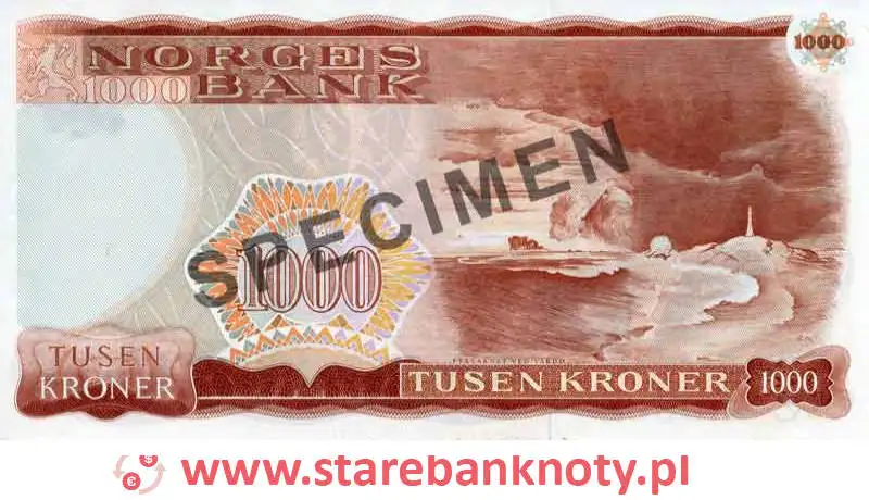 widok banknotu <b>1000 koron norweskich rewers</b><br/>