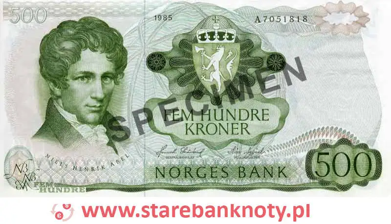 widok banknotu <b>500 koron norweskich awers</b><br/>
