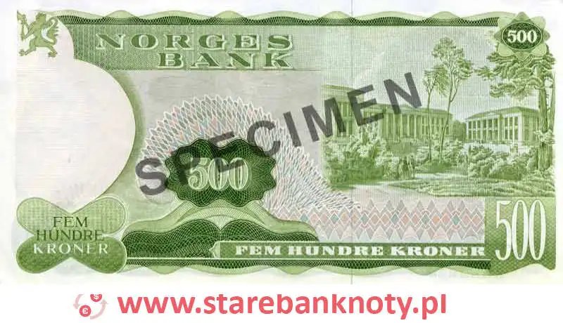 widok banknotu <b>500 koron norweskich rewers</b><br/>