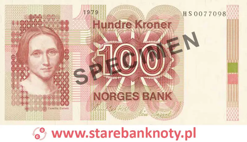 widok banknotu <b>100 koron norweskich awers</b><br/>
