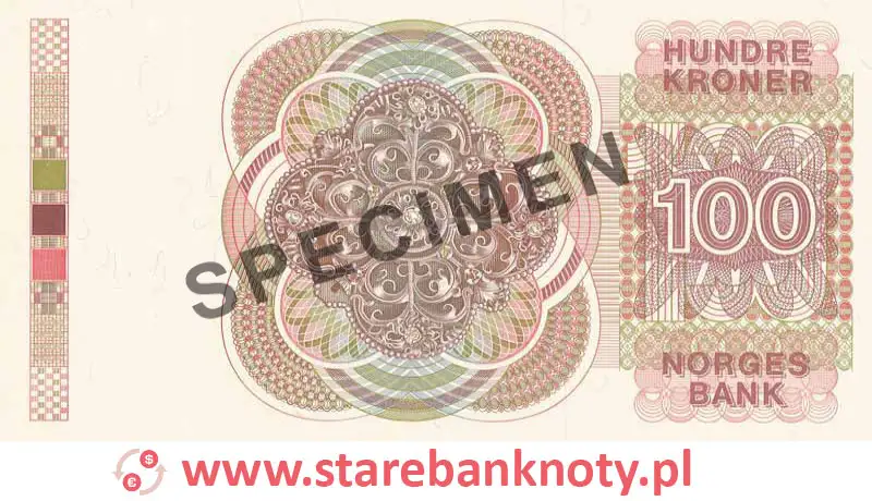 widok banknotu <b>100 koron norweskich rewers</b><br/>