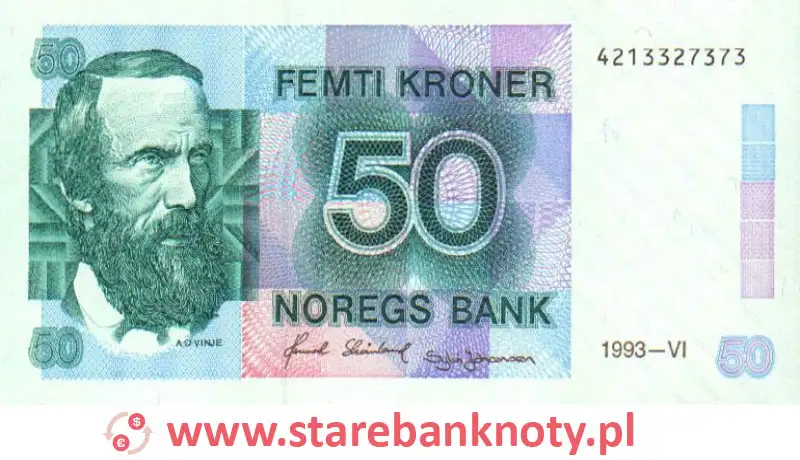 widok banknotu <b>50 koron norweskich awers</b><br/>
