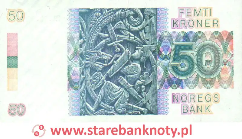 widok banknotu <b>50 koron norweskich rewers</b><br/>