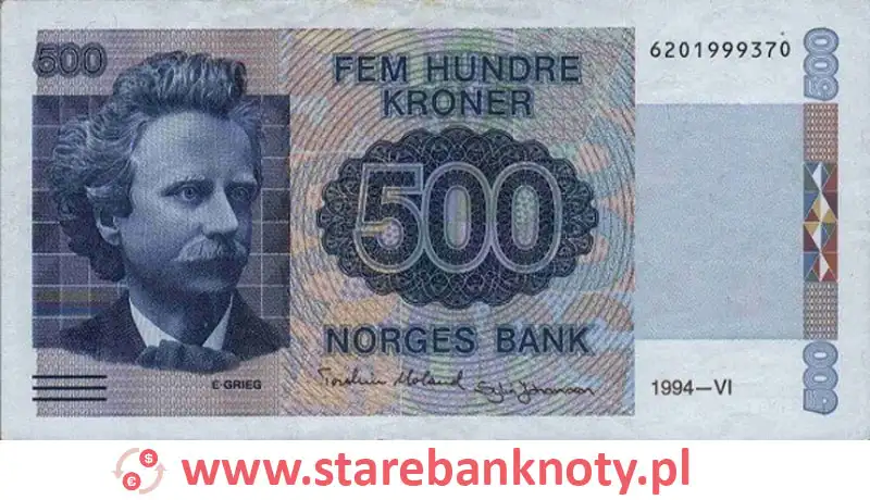 widok banknotu <b>500 koron norweskich awers</b><br/>
