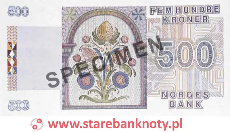 widok banknotu <b>500 koron norweskich rewers</b><br/>