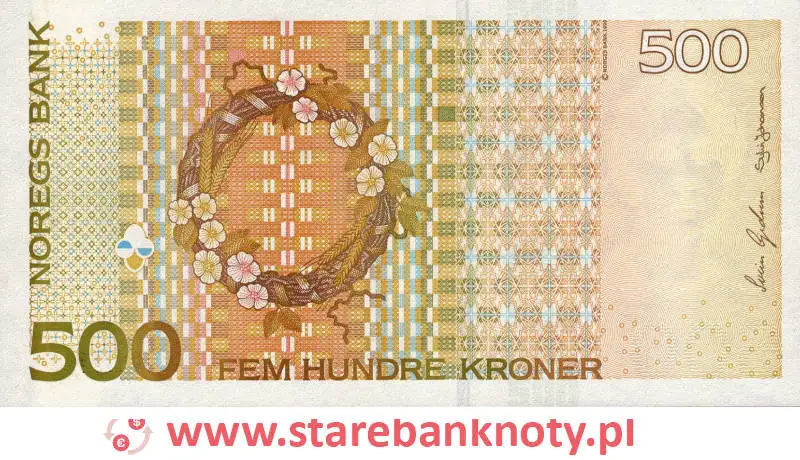 widok banknotu <b>500 koron norweskich rewers</b><br/>